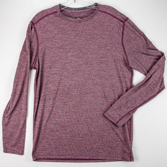Champion Men's Long Sleeve Henley Medium Athletic Workout Dark Rose Gray Heather - Picture 1 of 10